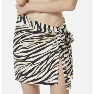 NEW Michael Kors Zebra Swim Coverup Skirt Cream Black M/L Medium / Large Wrap